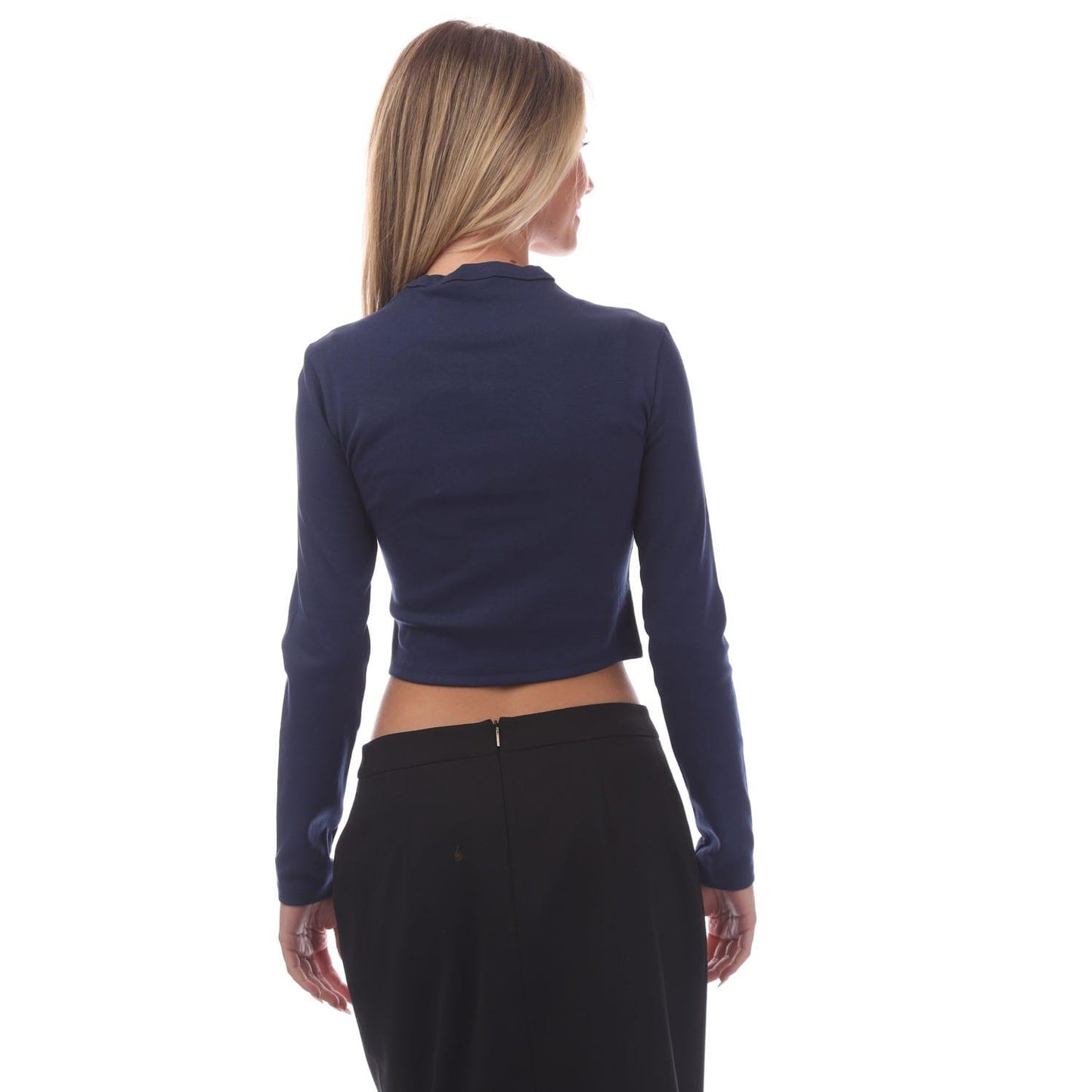 Dark Blue - Back - Hugo Womens-Ladies Dafilomena_3 Stacked Logo Top