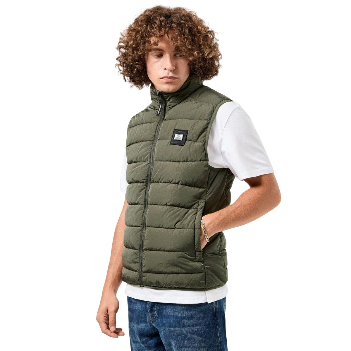 Green - Pack Shot - Weekend Offender Mens Gacha Padded Gilet