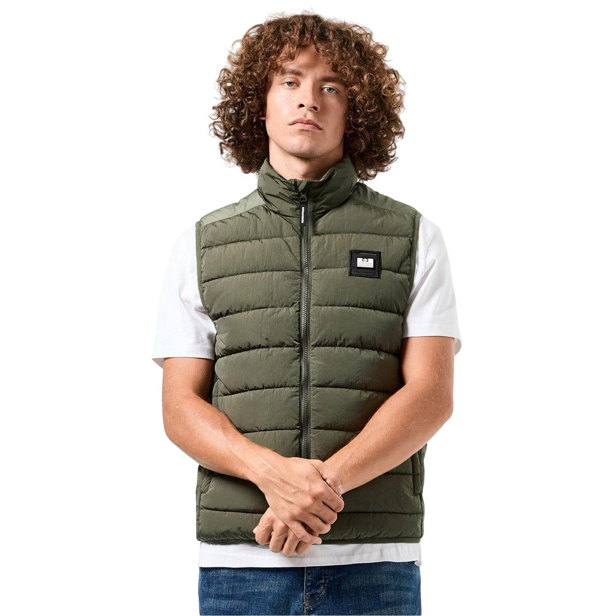 Green - Close up - Weekend Offender Mens Gacha Padded Gilet