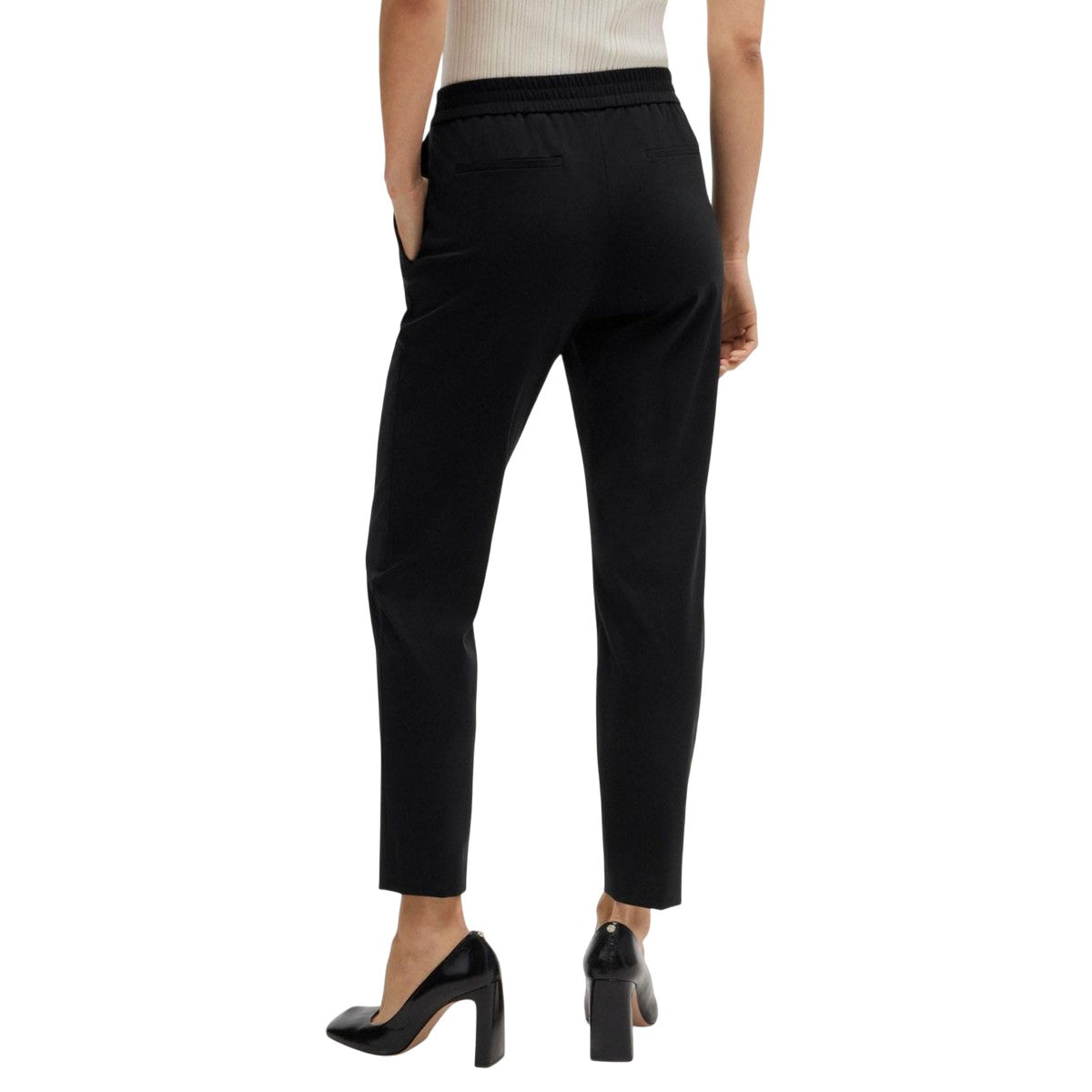 Black - Back - Boss Womens-Ladies Tobaluka10 Slim Trousers