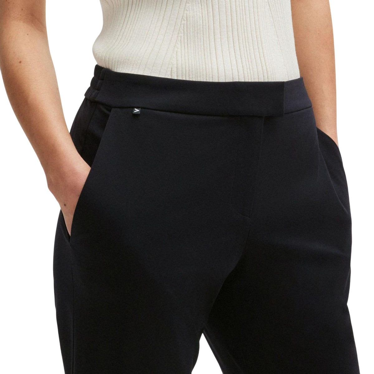 Black - Side - Boss Womens-Ladies Tobaluka10 Slim Trousers