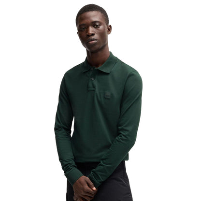 Green - Lifestyle - Boss Mens Passerby Long-Sleeved Polo Shirt