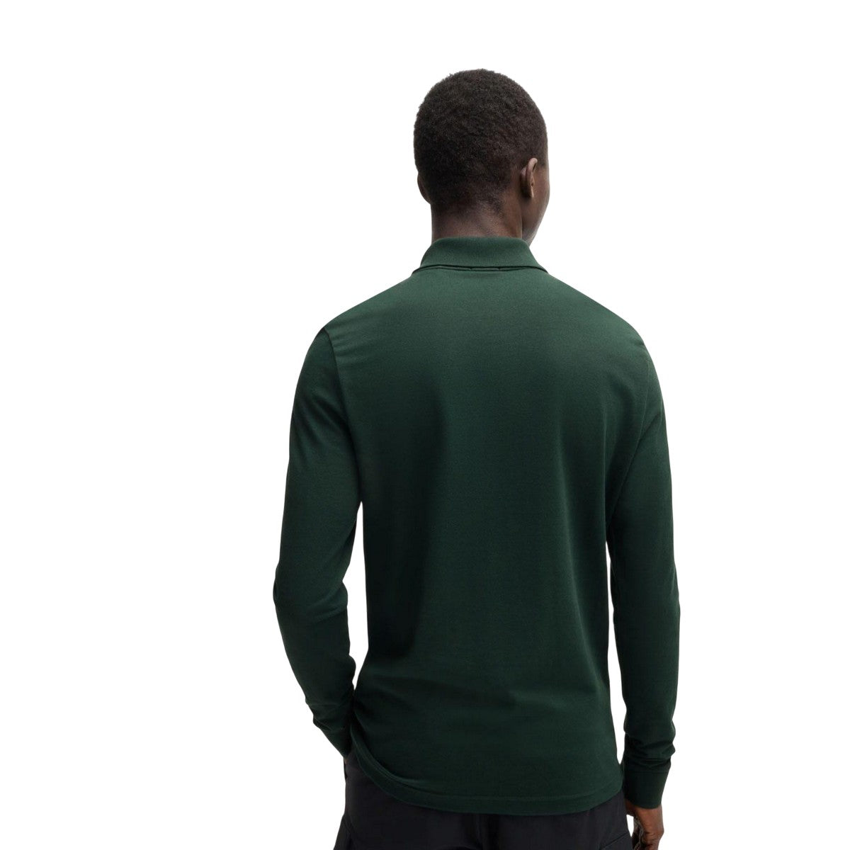 Green - Back - Boss Mens Passerby Long-Sleeved Polo Shirt