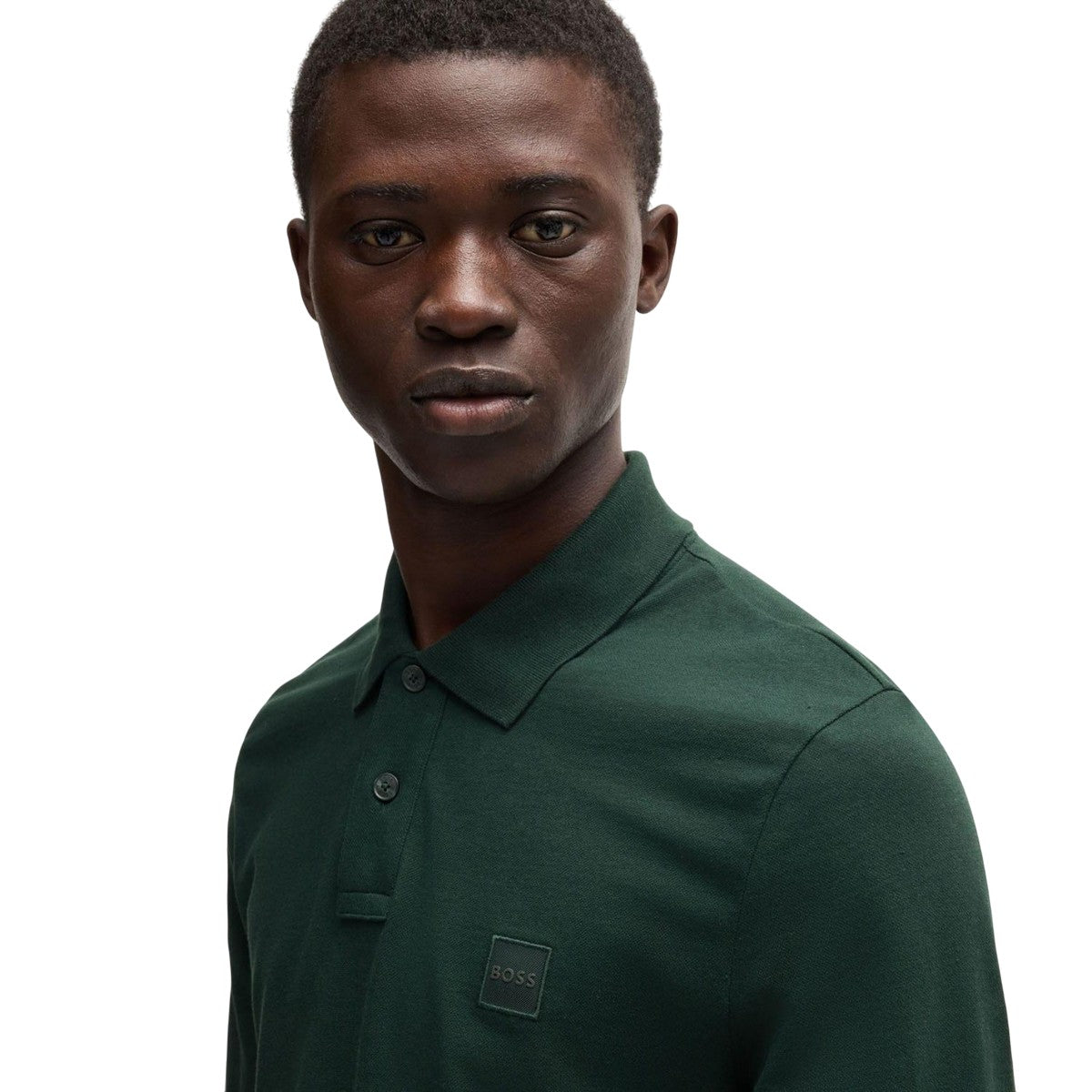 Green - Side - Boss Mens Passerby Long-Sleeved Polo Shirt