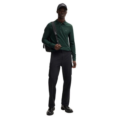 Green - Pack Shot - Boss Mens Passerby Long-Sleeved Polo Shirt