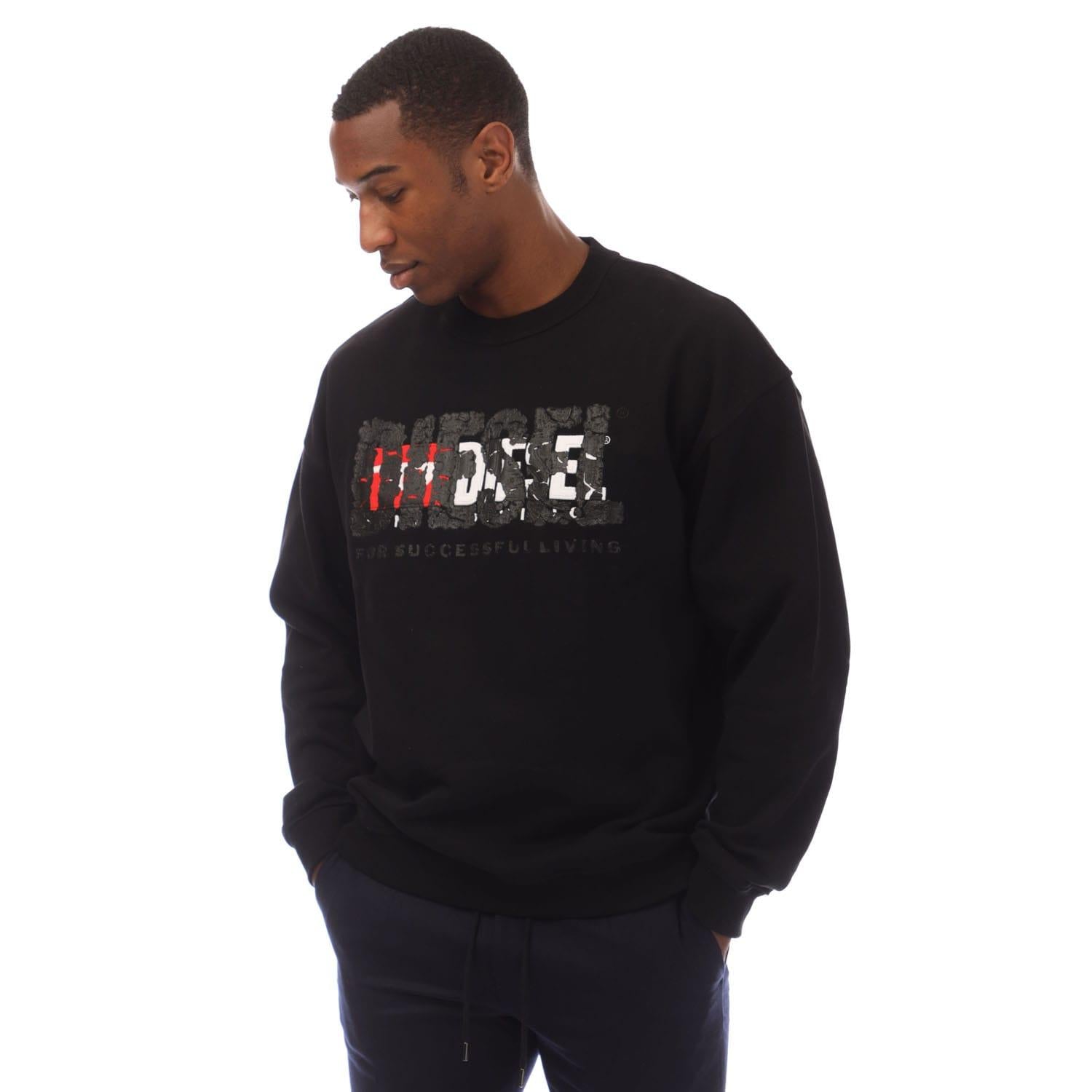 Black - Side - Diesel Mens S-Nable Sweatshirt