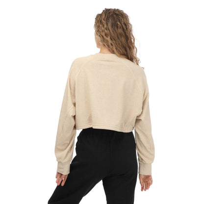Beige - Back - Adidas Womens-Ladies Studio Crew Neck Summer Sweatshirt