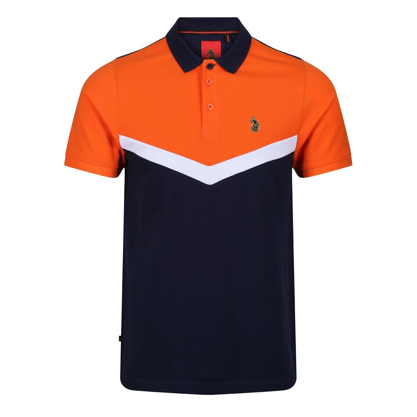 Navy-Orange-White - Front - Luke 1977 Mens Cala Mayor Chevron Polo Shirt