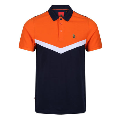 Navy-Orange-White - Front - Luke 1977 Mens Cala Mayor Chevron Polo Shirt
