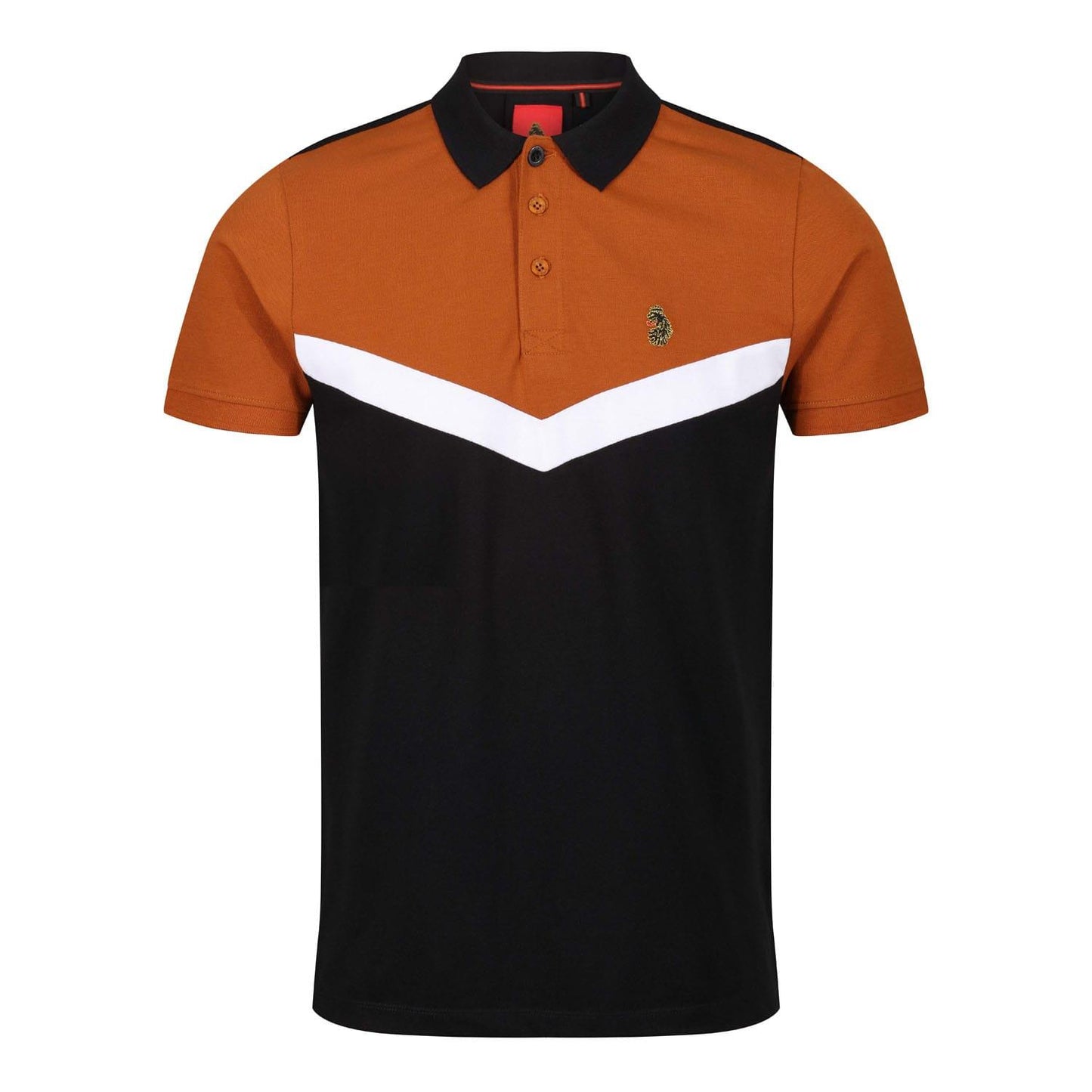 Brown-Black-White - Front - Luke 1977 Mens Cala Mayor Chevron Polo Shirt
