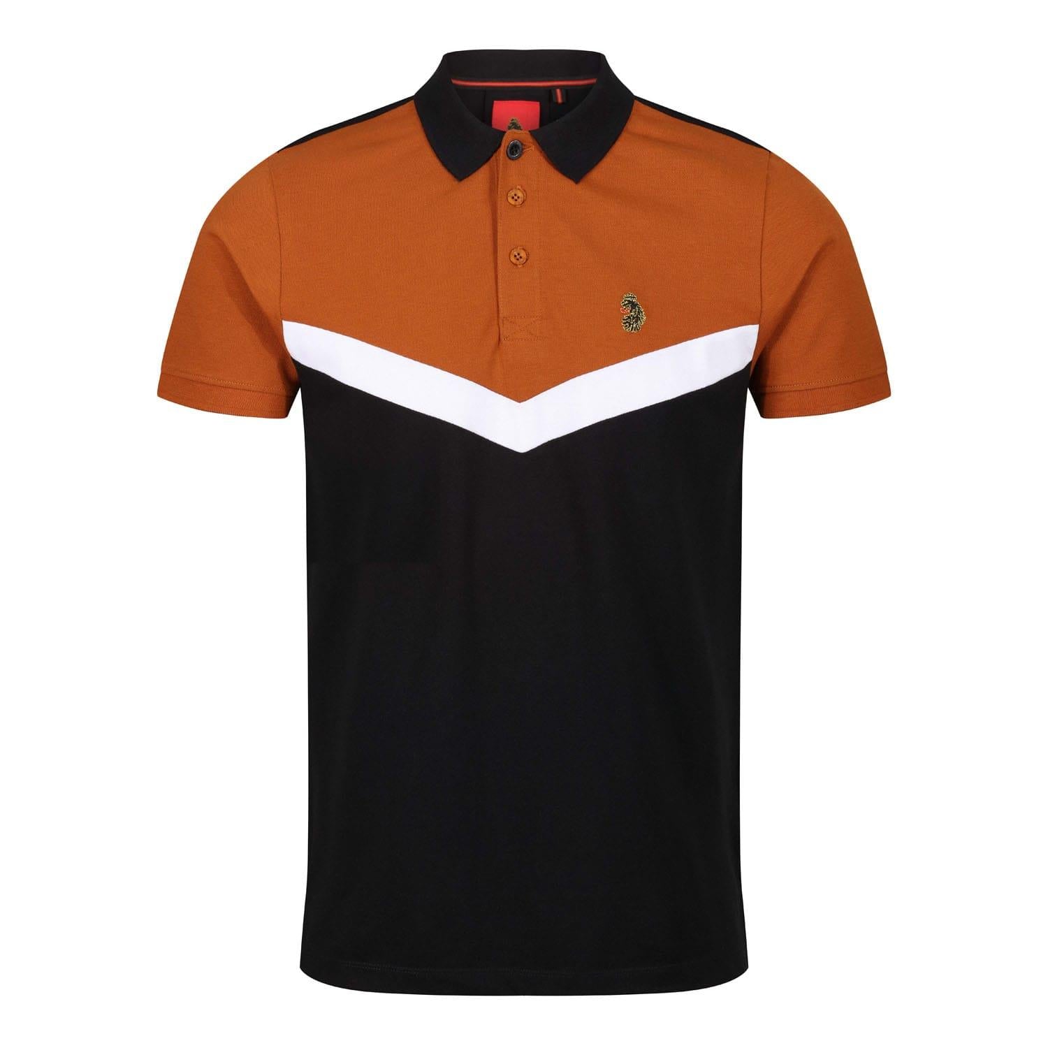 Brown-Black-White - Front - Luke 1977 Mens Cala Mayor Chevron Polo Shirt
