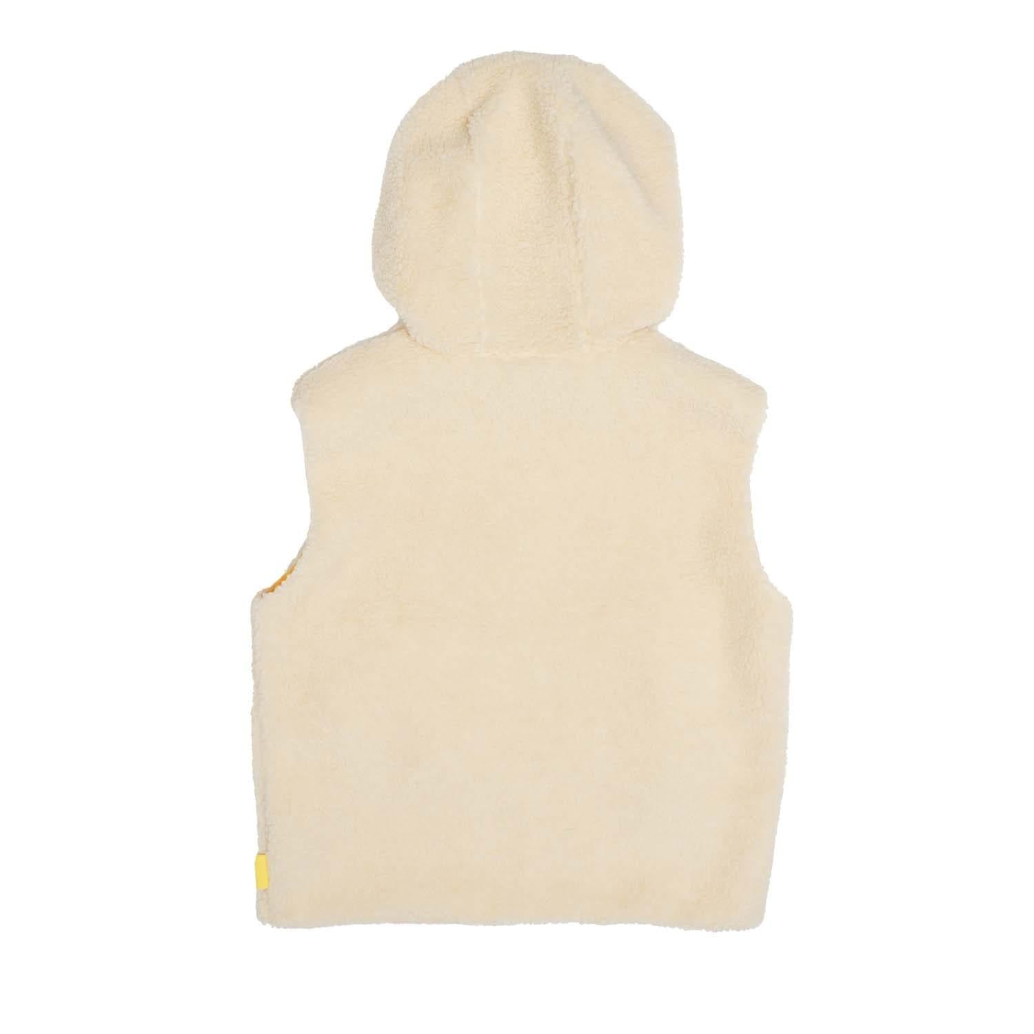 White-Yellow - Back - Off White Childrens-Kids Teddy Fur Reversible Gilet
