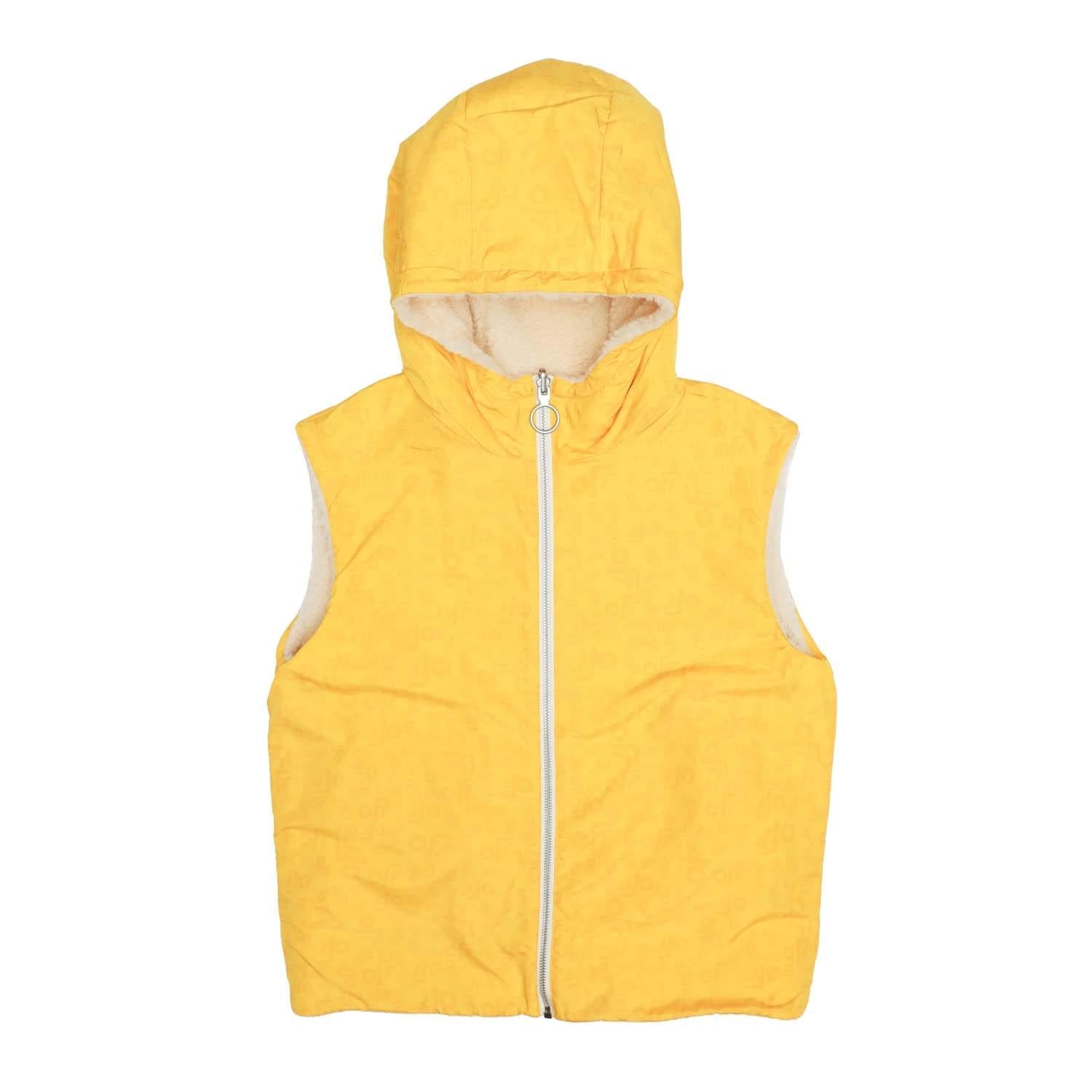 White-Yellow - Side - Off White Childrens-Kids Teddy Fur Reversible Gilet