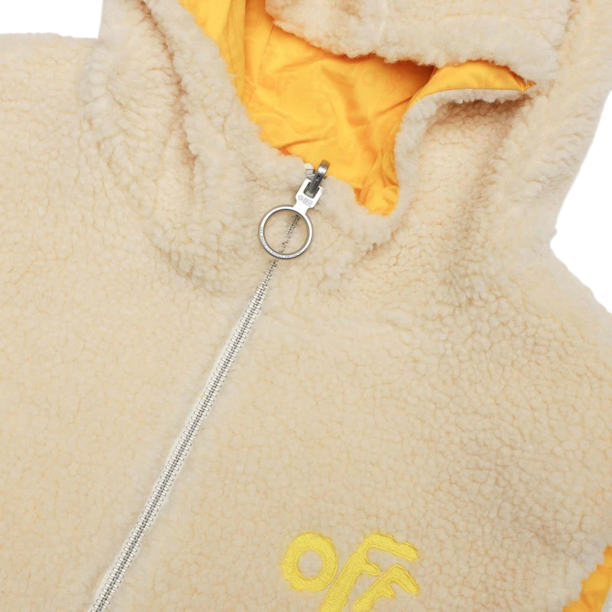 White-Yellow - Lifestyle - Off White Childrens-Kids Teddy Fur Reversible Gilet