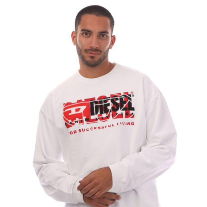White - Side - Diesel Mens S-Baxt-N1 Sweatshirt