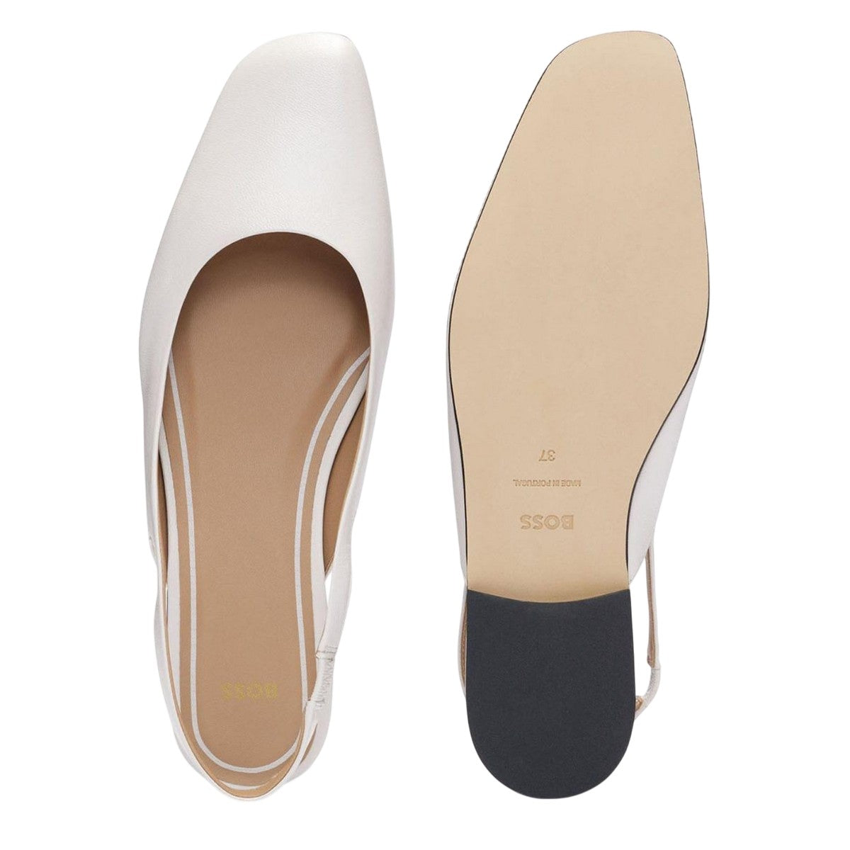 Natural - Close up - Boss Womens-Ladies Leather Ballet Flats