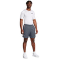 Grey - Close up - Under Armour Mens Launch Textured Sweat Shorts