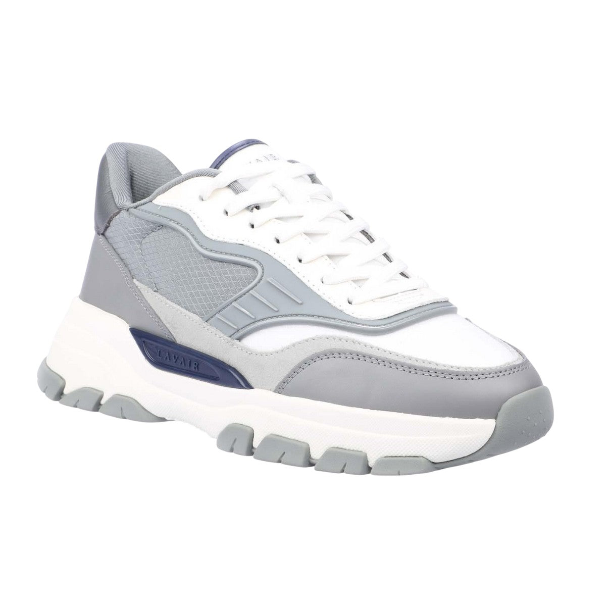 White-Grey - Front - Lavair Mens Pacific 2.0 Leather Trainers