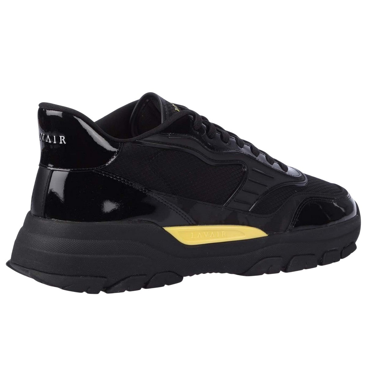 Black-Yellow - Pack Shot - Lavair Mens Pacific 2.0 Leather Trainers