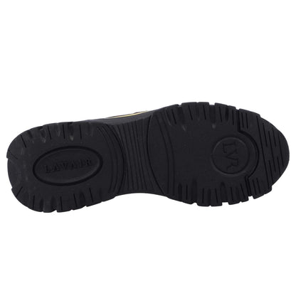 Black-Yellow - Side - Lavair Mens Pacific 2.0 Leather Trainers