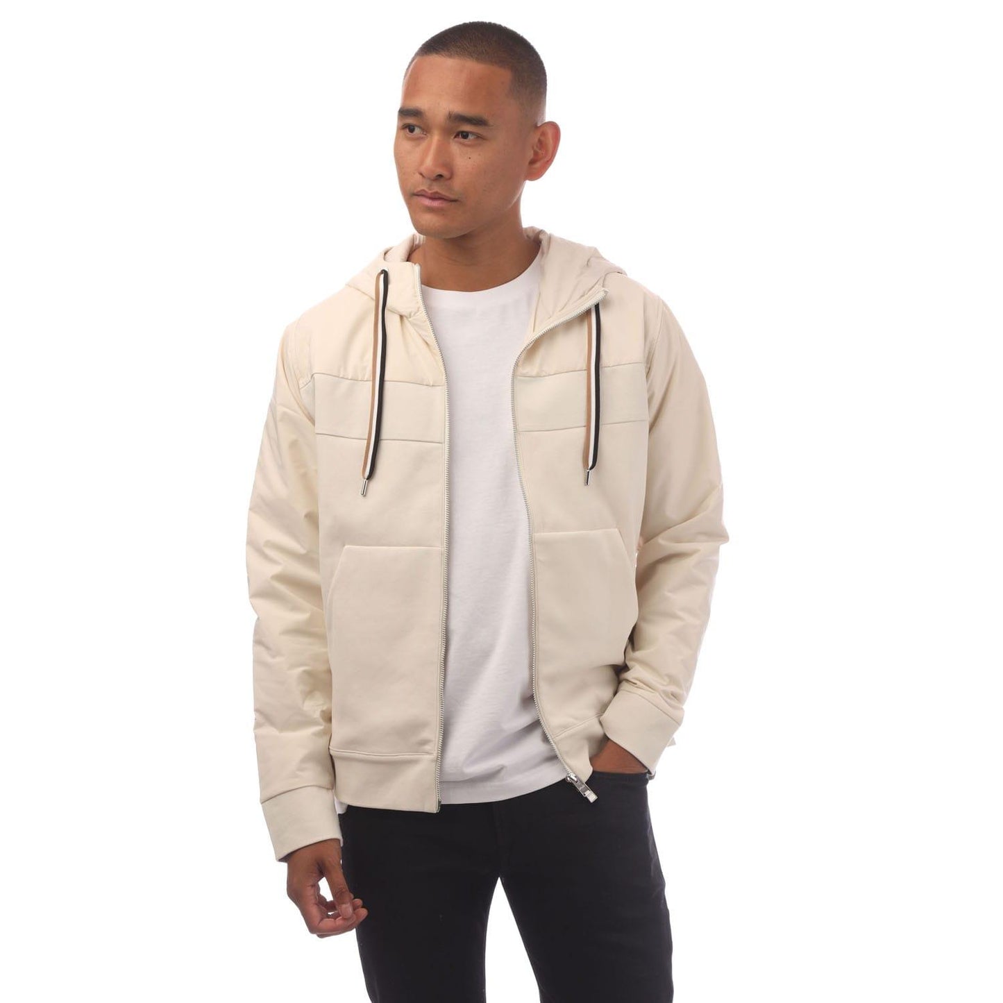 White - Front - Hugo Boss Mens C-Seeger 300 Full Zip Hoodie