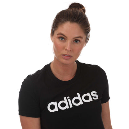 Black-White - Side - Adidas Womens-Ladies Essentials Logo Slim T-Shirt