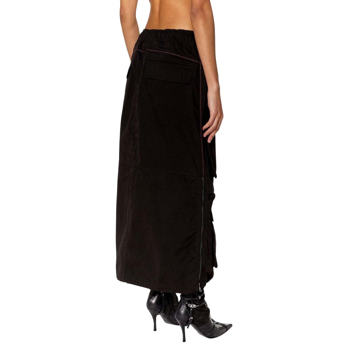 Black - Back - Diesel Womens-Ladies O-Mirt Cargo Skirt