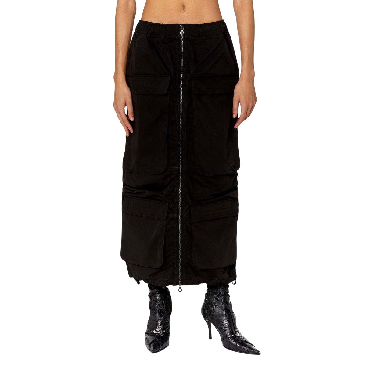 Black - Front - Diesel Womens-Ladies O-Mirt Cargo Skirt