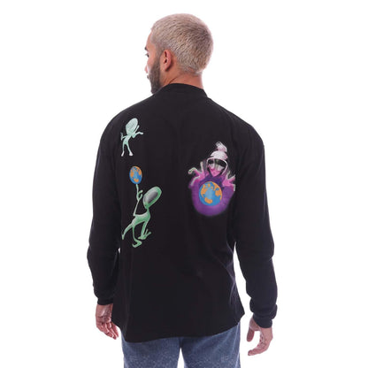 Black-Green - Back - Off White Mens Alien Skills Long-Sleeved T-Shirt