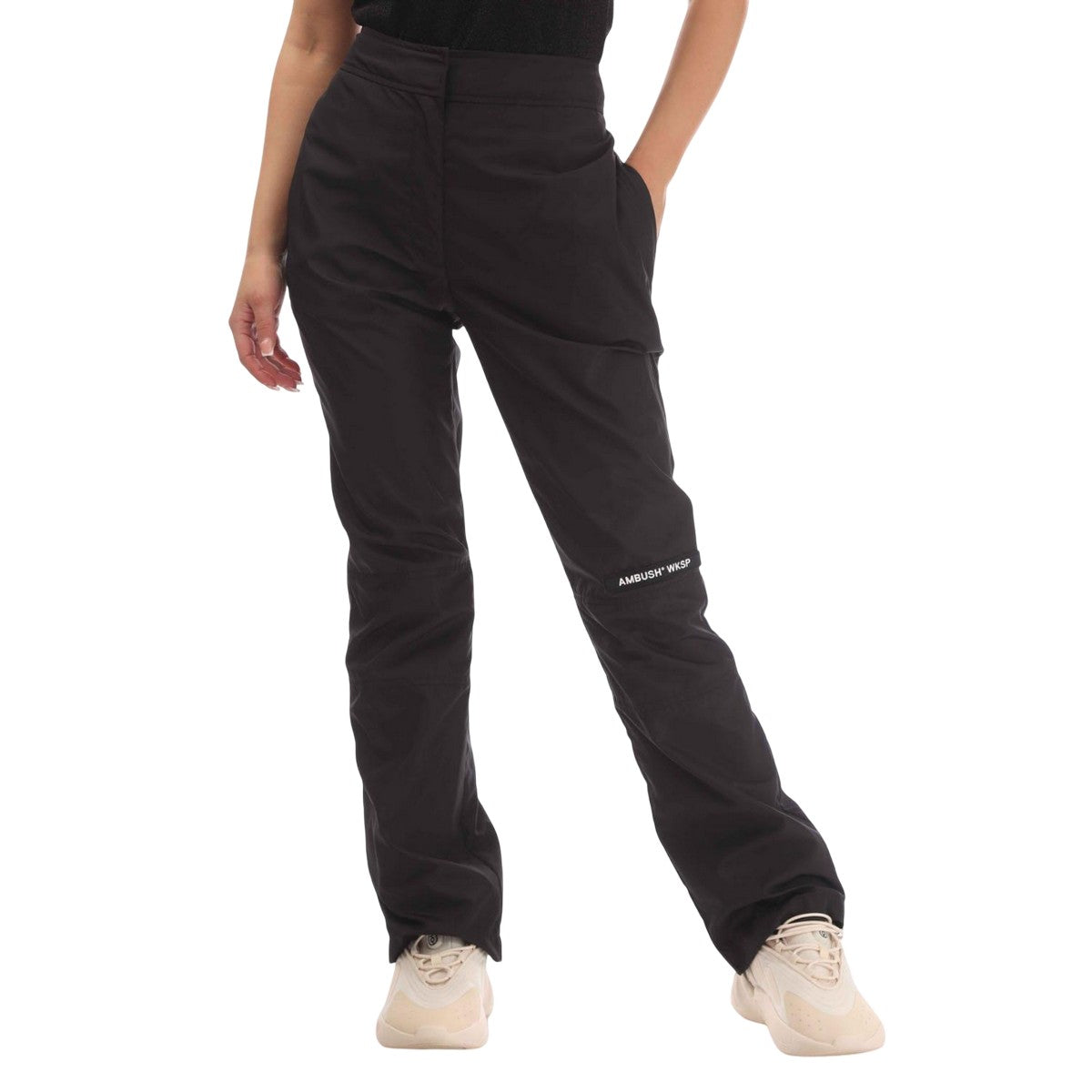 Black - Front - Ambush Womens-Ladies Nylon Trousers