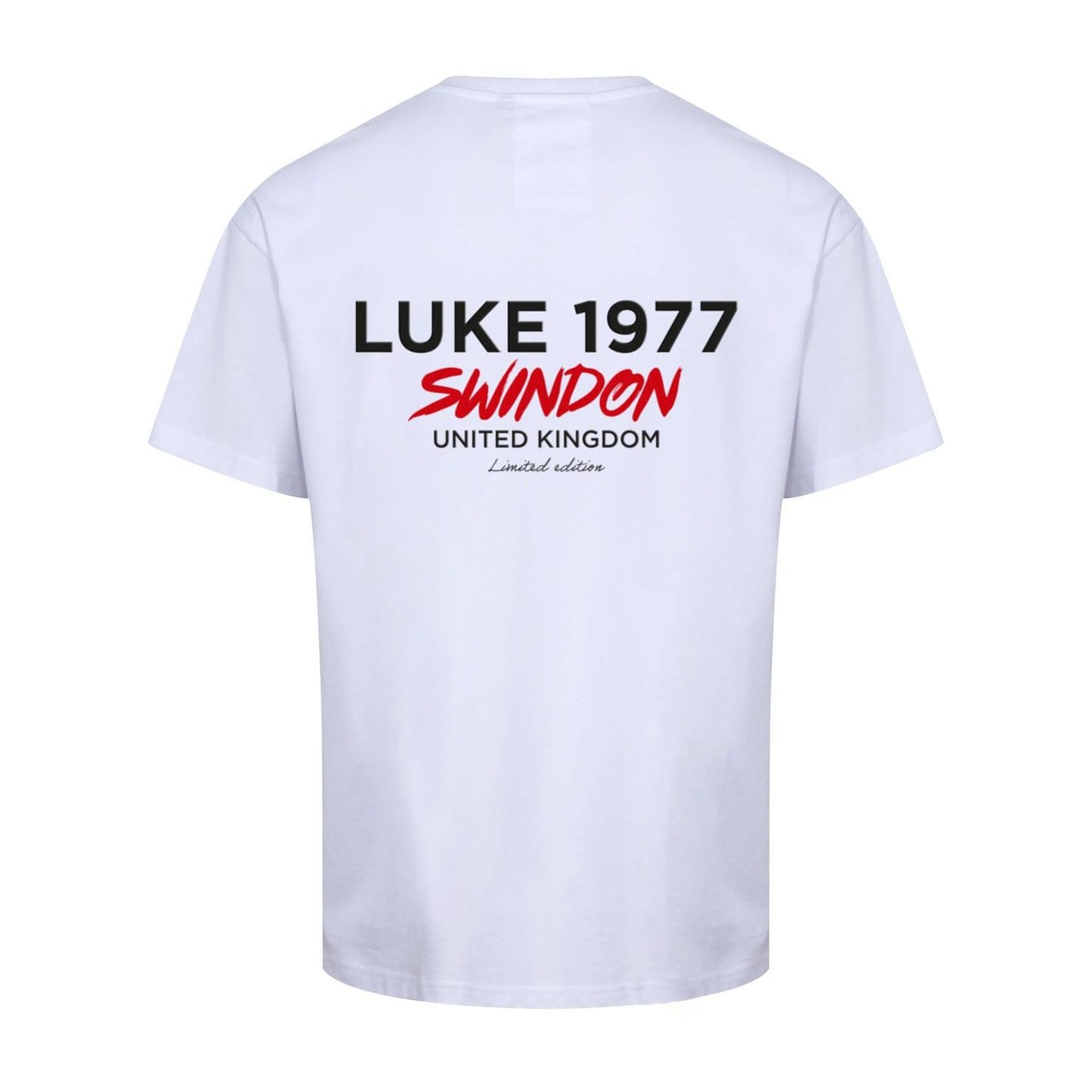White-Red - Back - Luke 1977 Mens Swindon City T-Shirt