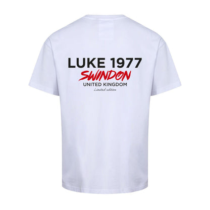 White-Red - Back - Luke 1977 Mens Swindon City T-Shirt