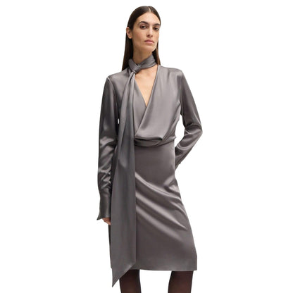 Grey - Lifestyle - Boss Womens-Ladies Bascarva Long-Sleeved Dress