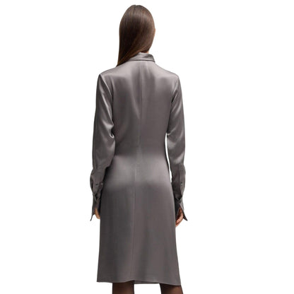 Grey - Back - Boss Womens-Ladies Bascarva Long-Sleeved Dress
