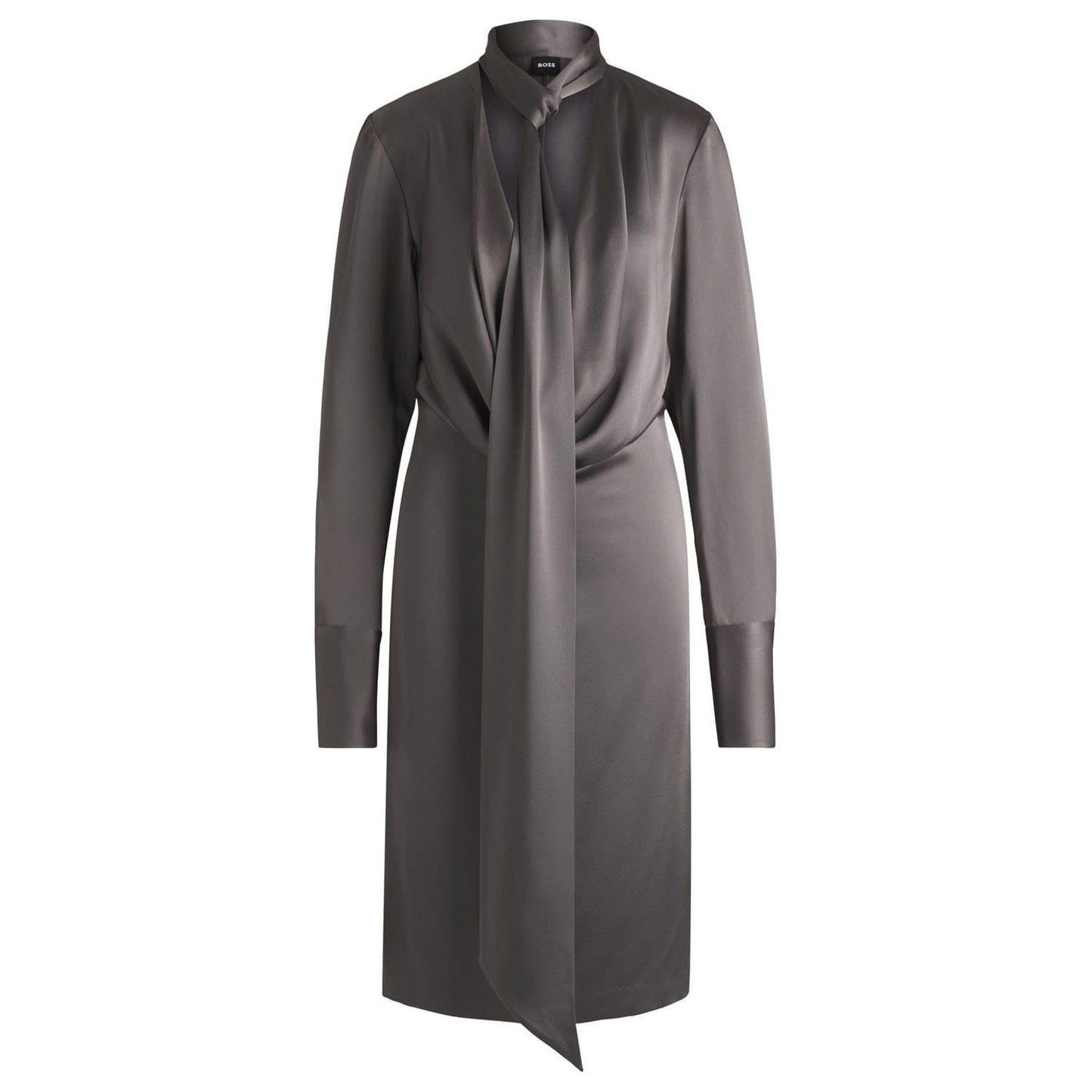 Grey - Front - Boss Womens-Ladies Bascarva Long-Sleeved Dress