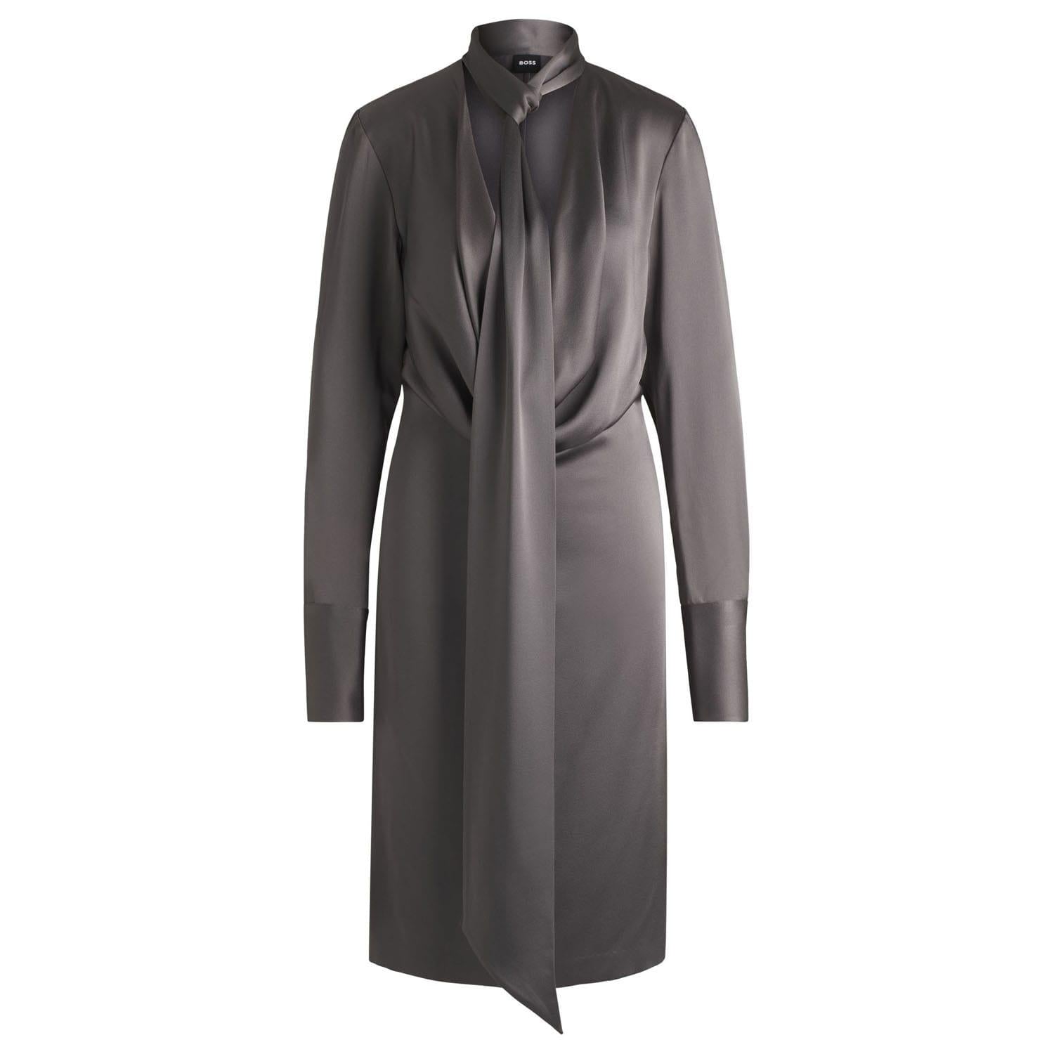 Grey - Front - Boss Womens-Ladies Bascarva Long-Sleeved Dress