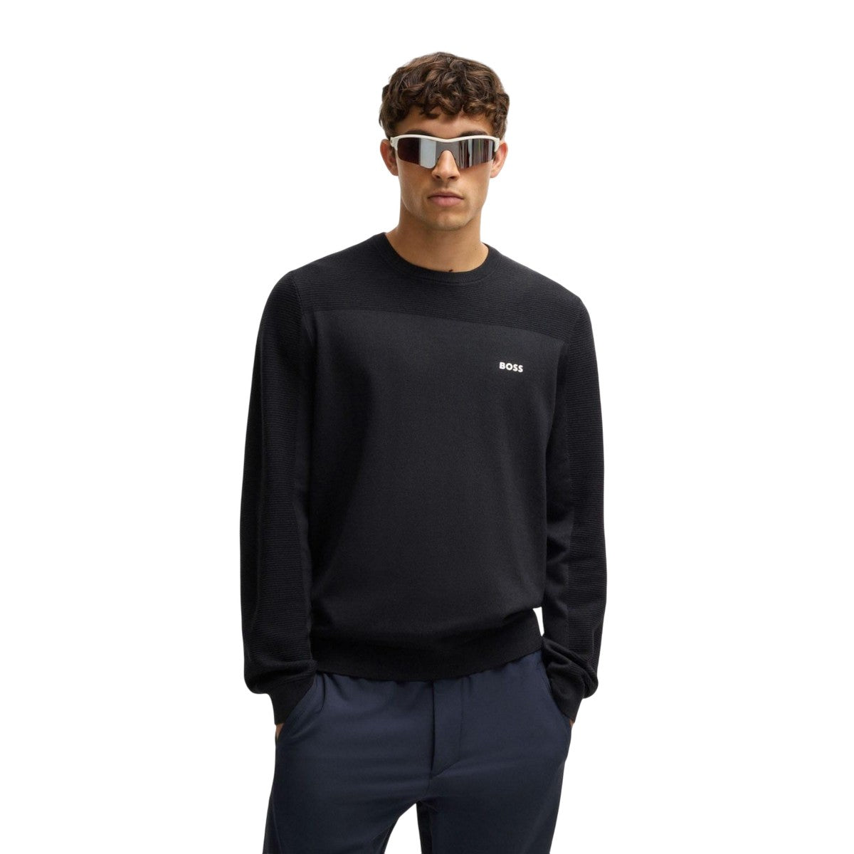 Dark Blue - Lifestyle - Boss Mens Momentum-X Crew Neck Sweater Top