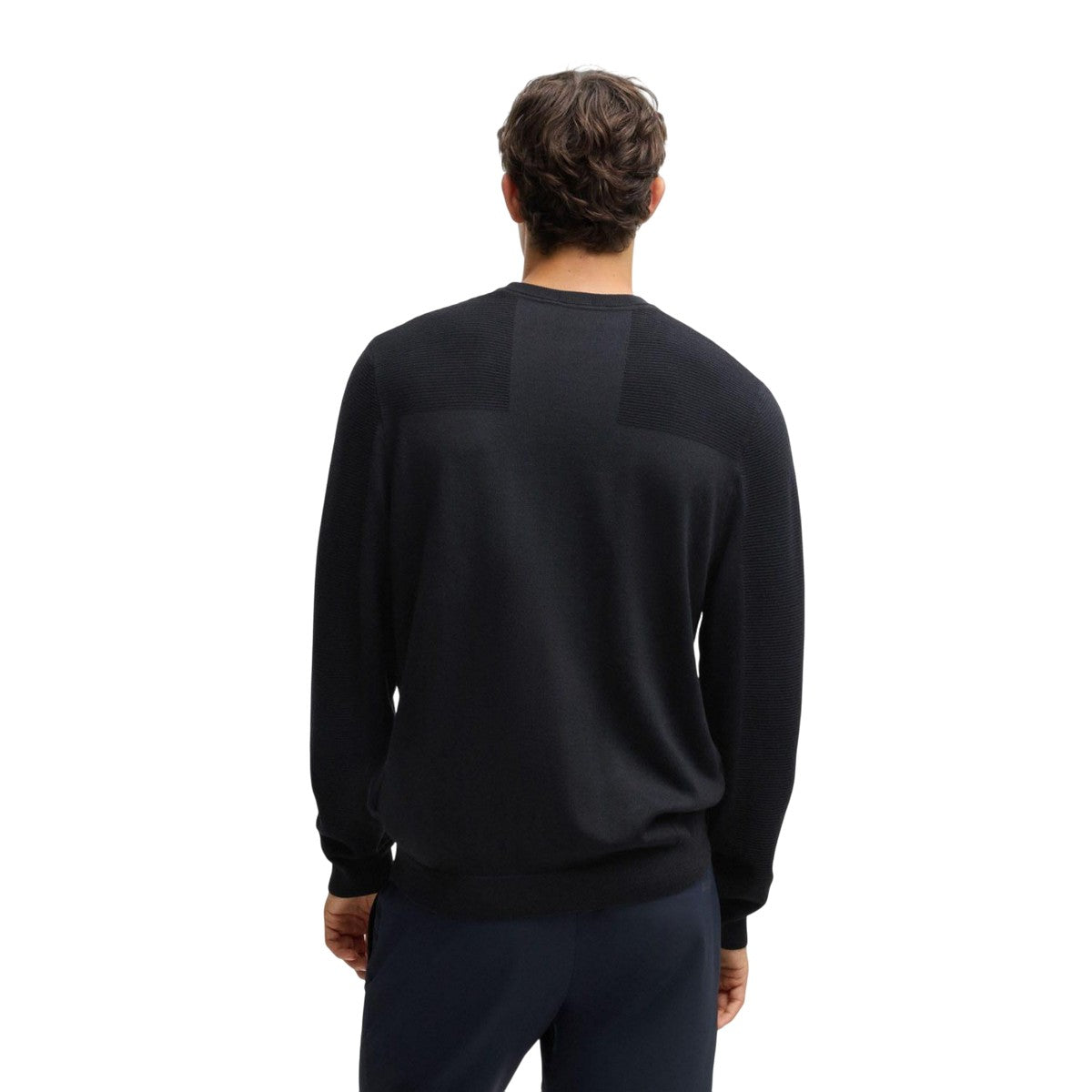 Dark Blue - Back - Boss Mens Momentum-X Crew Neck Sweater Top