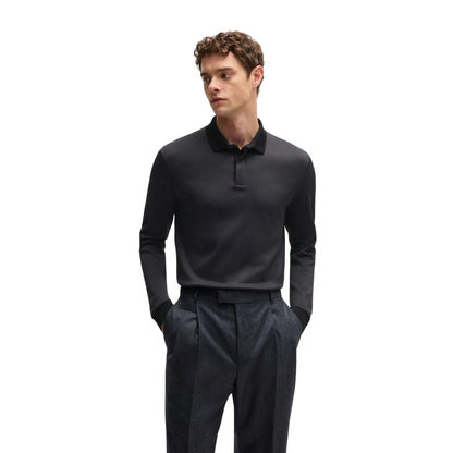 Black - Lifestyle - Boss Mens H-Pado 431 Long-Sleeved Polo Shirt