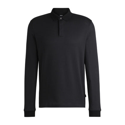 Black - Front - Boss Mens H-Pado 431 Long-Sleeved Polo Shirt