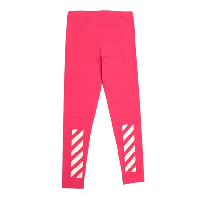 Pink-White - Back - Off White Girls Rubber Arrow Leggings