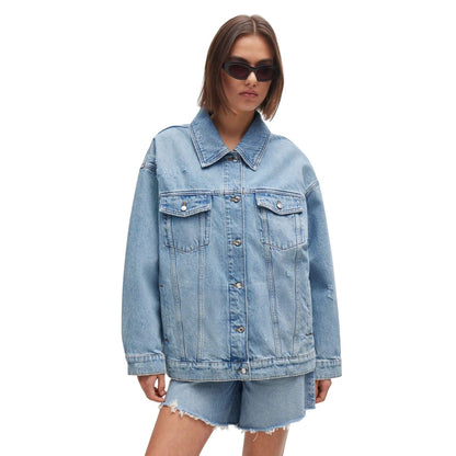 Blue - Pack Shot - Hugo Womens-Ladies Oversized Denim Jacket
