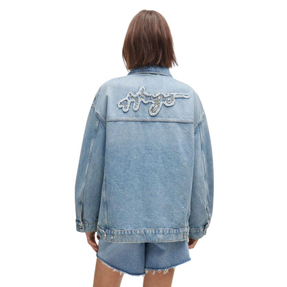 Blue - Back - Hugo Womens-Ladies Oversized Denim Jacket