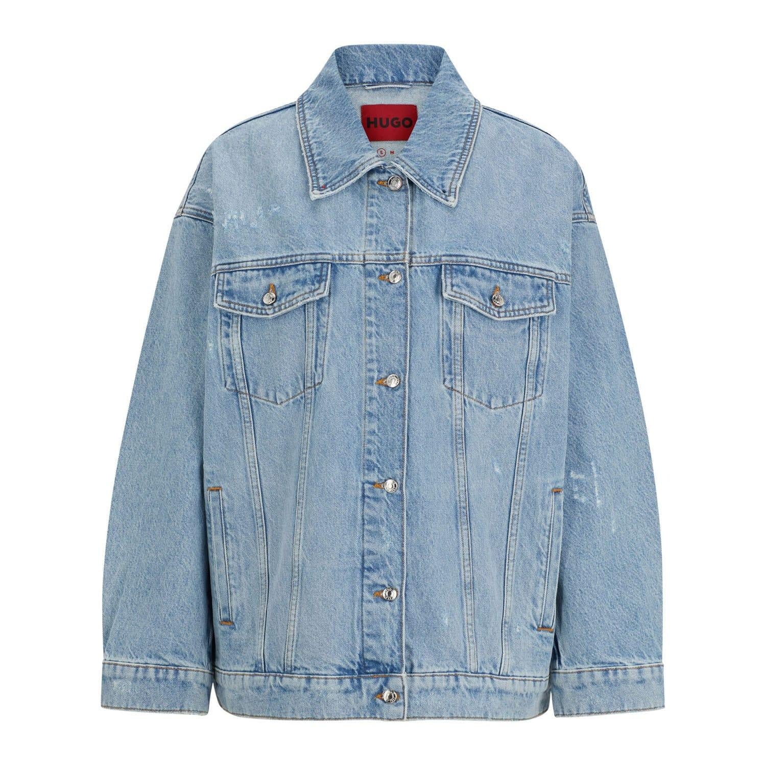 Blue - Front - Hugo Womens-Ladies Oversized Denim Jacket