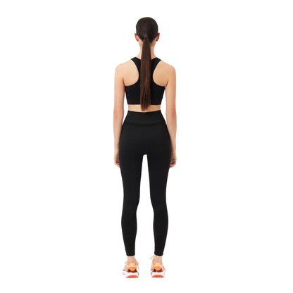 Black - Back - Lacoste Womens-Ladies Absorbent Seamless Leggings