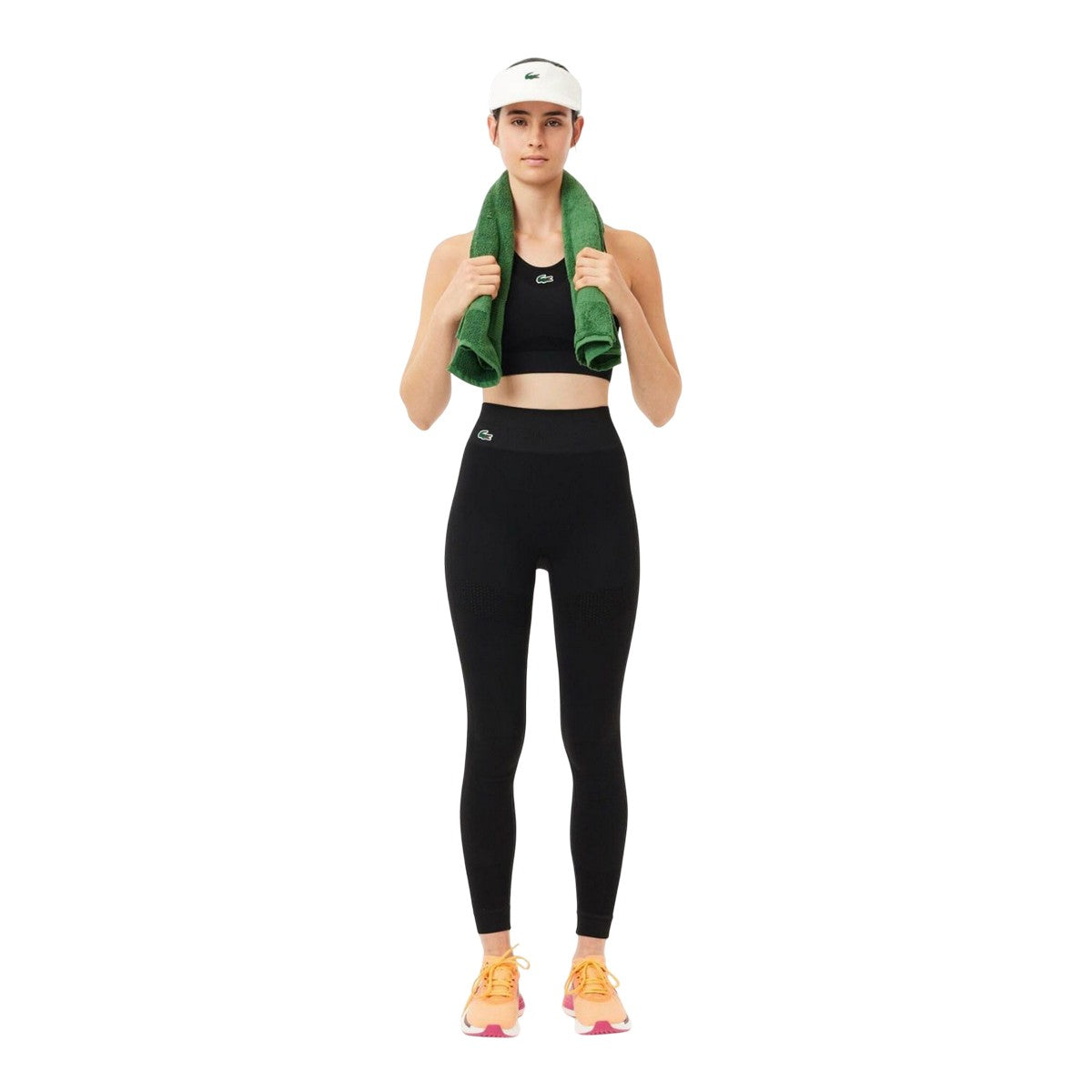 Black - Close up - Lacoste Womens-Ladies Absorbent Seamless Leggings