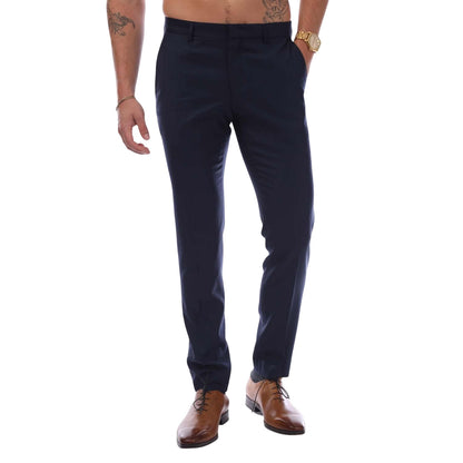 Dark Blue - Front - Hugo Boss Mens Getlin182 Trousers