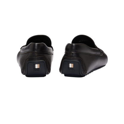 Brown - Back - Boss Mens Noel Leather Moccasins