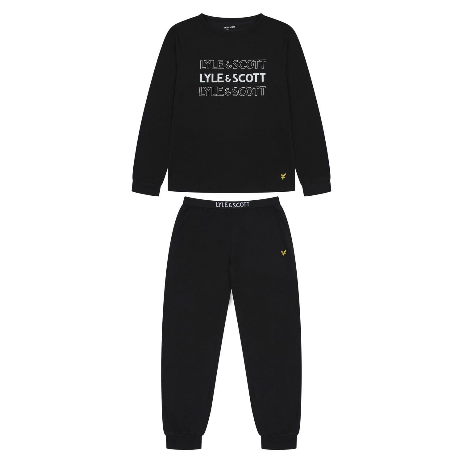 Black - Front - Lyle & Scott Childrens-Kids Loungewear Set