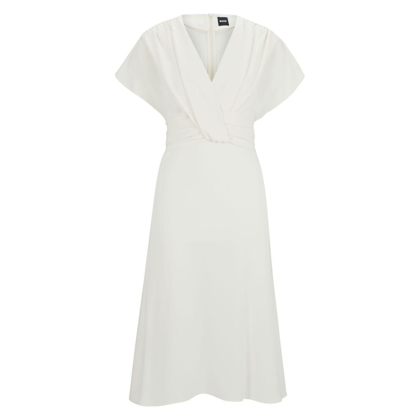 White - Front - Boss Womens-Ladies Debasa2 Drape Detail Dress